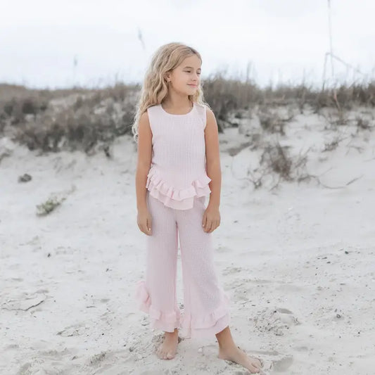 Kids Ruffle Waffle Knit Spring Summer