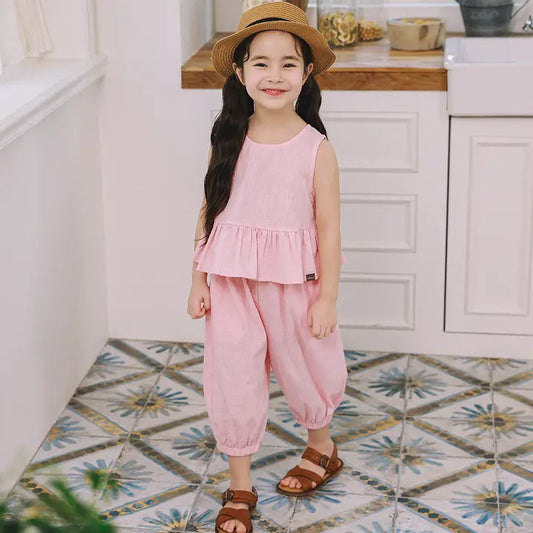 Ruffled Hem Tank Top & Pants Se